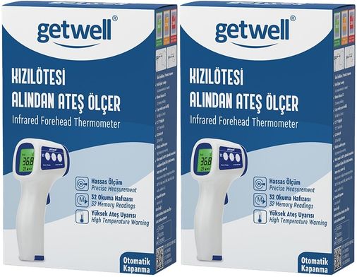 Getwell Ateş Ölçer Kızıl Ötesi Alından - Temassız - Uzaktan (Yetişkin & Bebek & Çocuk) (2 Li Set)