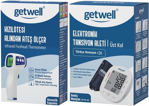 Getwell (Avantaj Pk 2) Ateş Ölçer Kızıl Ötesi Alından - Temassız / Üst Koldan Tansiyon Ölçme Aleti