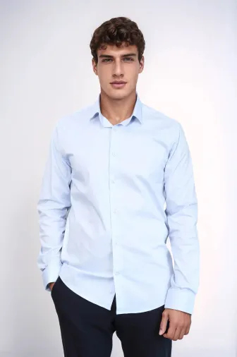 Gök Mavi Slimfit Uzun Kollu Gömlek - Wessi - S / Mavi