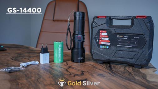 GoldSilver Gs-14400 Lümen Şarjlı El Feneri Uzun Menzilli, Zoomlu, Powerbank Özellikli Profesyonel El Feneri
