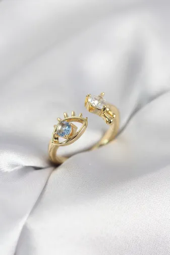 Gözyaşı Model Gold Renk Zirkon Taşlı Kadın Yüzük TJ-BYK4153
