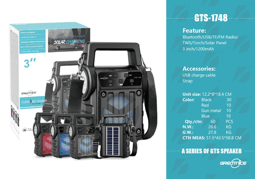Greatnice Gts-1748 3İnç Taşınabilir Şarj Edilebilir Mini Kablosuz Bluetooth Hoparlör
