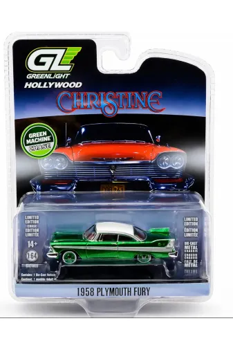 Greenlight Collectibles christinegreen Hollywood Christine 1958 Plymouth Fury Green Machine Chase 1:64 Diecast Model