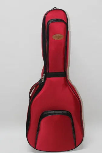 GTRAKAD44-2 Profesyonel Su Geçirmez 20 Mm Pedli Gigbag Akustik Gitar Kılıfı Kırmızı