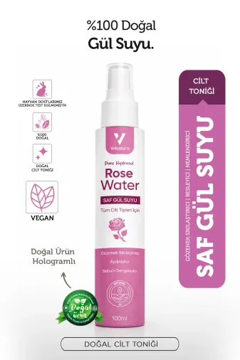 Gül Suyu Gözenek Sıkılaştırıcı Aydınlatıcı Ve Arındırıcı Tonik %100 Doğal Ve Saf 100 ml