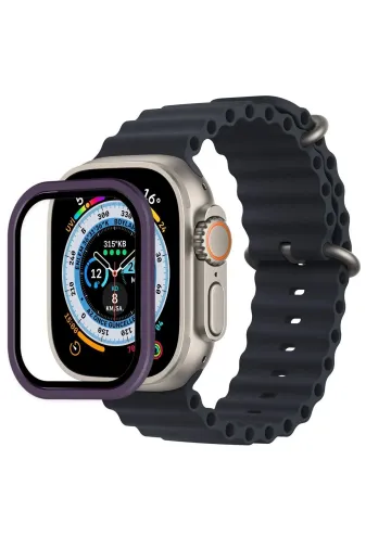 Hafk HFK-C8683140517038 Mey İthalat® Watch Ultra 49Mm Alüminyum Kasa Cam Ekran Koruyucu - Mor