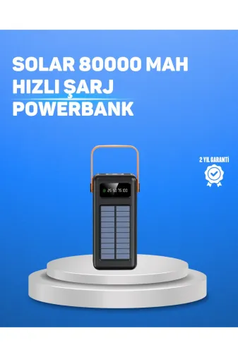 Hafk HFK-MMEYTDUCZZZ2080POWERBANK-3 Mey İthalat® 80000 Mah Yüksek Kapasiteli Powerbank Göstergeli Solar Şarj Cihazı