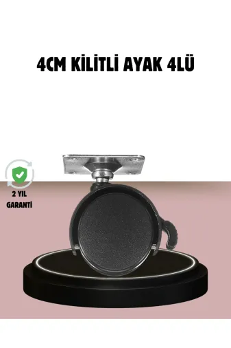 Hafk HFK-MMEYTDUCZZZKLTL4CMAYAK Mey İthalat® Kilitli 4 Cm Tekerlek Ayak 4’Lü Set Zemin Koruyucu
