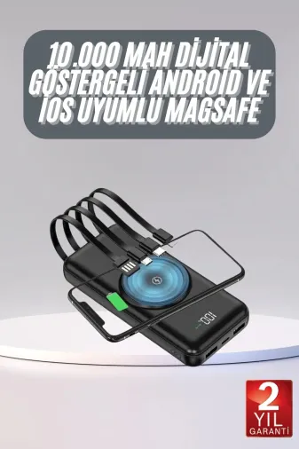 Hafk HFK-MMEYTDUCZZZPWPG10POWERBANKKKKK3 Mey İthalat® Kablosuz Çoklu Şarj Girişli 10.000 Mah Kablolu Powerbank Taşınabilir