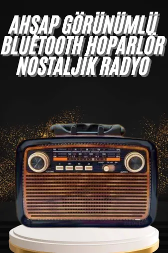 Hafk HFK-MMEYTDUCZZZZKTF1467RADYOOOO2 Mey İthalat® Nostaljik Görünümlü Ahşap Radyo Tf Sd Usb Girişli Led Fener Işıklı