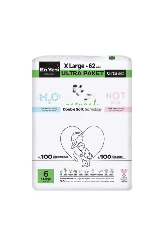 Hafk HFK-MMEYXT355160-00261 Mey İthalat® Natural Double Soft Bebek Bezi Ultra Paket 6 Beden 62 Adet