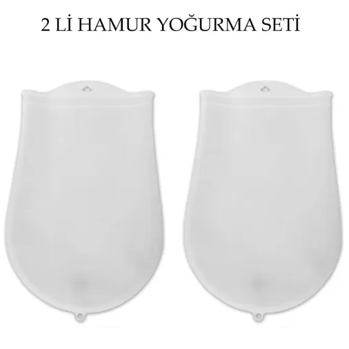 Hamur Torbası 2 li Set Orta ve Büyük Hamur Silikon Şeffaf Yoğurma Torbası Ekmek Makarna Mantı Yoğur (4745)