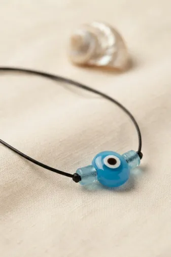 Handmade Bohem Açık Mavi Nazar Kolye TJ-BKO11199