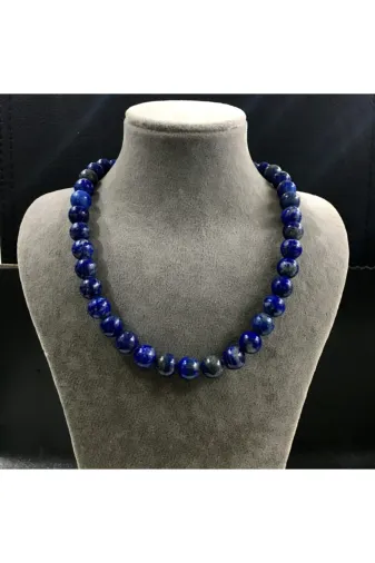 HAS İNCİ 8Mm Lapis Taşlı Gümüş Klipsli Kolye Hsg9086