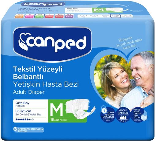 Hasta Bezi Yetişkin Bel Bantlı Tekstil Yüzey M - Orta - Medium 18 Adet Tekli Pk