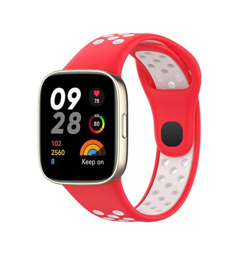 Hobibahçem 127811533 Redmi Watch 3 Spor Delikli Kordon - Kırmızı-Beyaz Diğer
