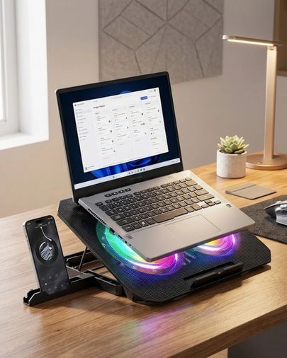 Hobibahçem 129130600 Mey İthalat Rgb Fanlı Laptop Soğutma Standı Usb Girişli Notebook Yükseltici