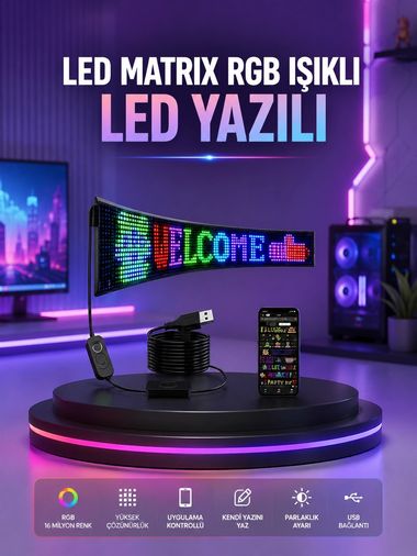 Hobibahçem MEYTDUCZ16X64LEDMATRİX-7-BLMY Mey İthalat Rgb Led Panel Renkli Işık Efektli Dekoratif Aydınlatma Çok Renkli