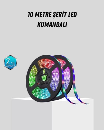 Hobibahçem MEYTDUCZZZ10ŞERİTLED-BLMY Mey İthalat Smart Şerit Led Işık Uzaktan Kumandalı, Usb Girişli, Müzik Modlu Çok Renkli