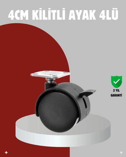 Hobibahçem MEYTDUCZZZKİLİTLİ4CMAYAK-3-BLMY Mey İthalat Mobilya İçin Kilitli 4 Cm Tekerlek Ayak Seti Çok Renkli