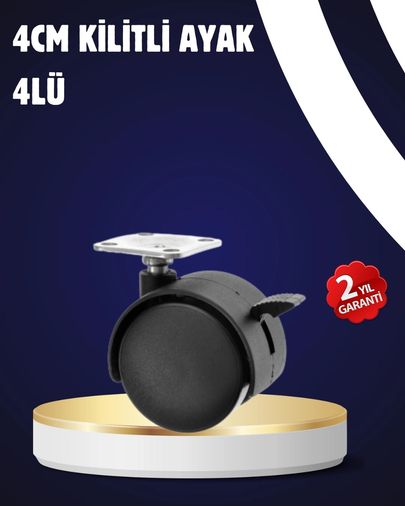 Hobibahçem MEYTDUCZZZKİLİTLİ4CMAYAK-4-BLMY Mey İthalat 4 Lü Kilitli Tekerlek Ayak 4 Cm Sessiz Ve Dayanıklı Çok Renkli