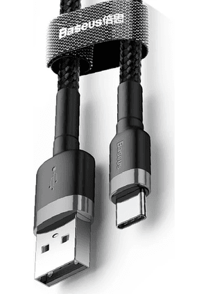 HRP159 Baseus Catklf-Ug1 Cafule Usb Type-C 3 M 2.0A Hızlı Şarj Halat Usb Kablo Siyah - Gri