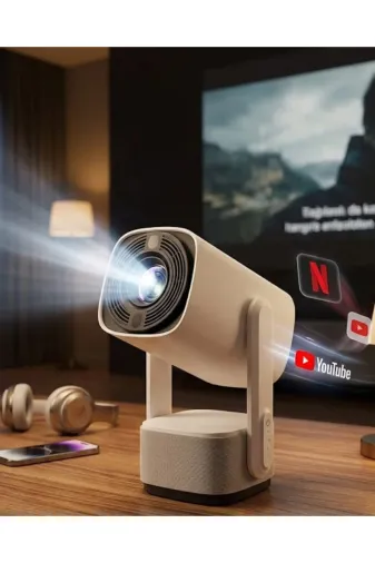Hsc bilişim klt8912733344172 Akıllı Projeksiyon Powerbankli Taşınabilir Sinema Projektörü 4K Hd Kaliteli