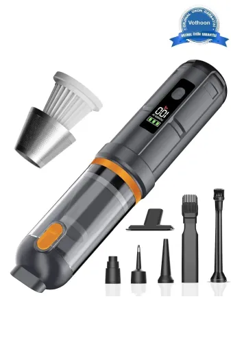 Hsc bilişim klt8912733513684 Araç Süpürgesi Şarjlı 120W 20.000Pa Göstergeli Yeni Nesil Metal Filtre Extra Vakum Ve Üfleme
