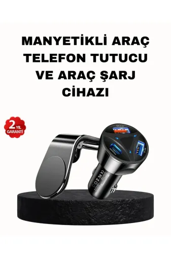 Hsc bilişim klt8912733572025 Manyetik Araç Telefon Tutucu Ve Hızlı Şarj Adaptörü 2’Li Set