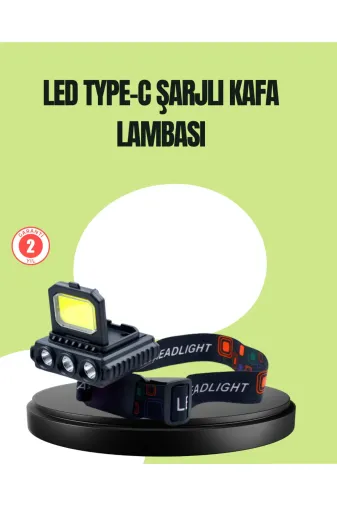 Hsc bilişim klt8912733872958 800 Lumen Çok Fonksiyonlu Led Kafa Lambası Type C Şarjlı