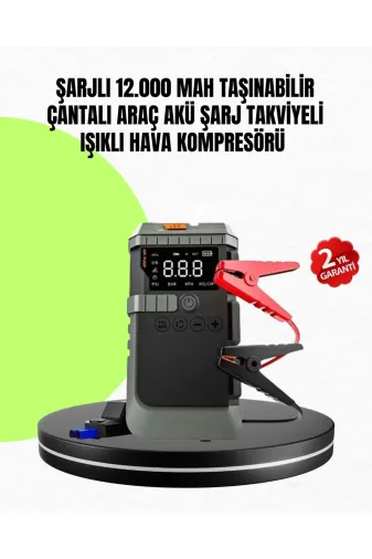Hsc bilişim klt8912733932423 4’Ü 1 Arada Powerbank Özellikli Araç Akü Şarj Takviye Cihazı