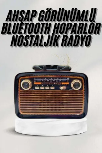 Hsc bilişim klt8912733946437 Bluetooth Hoparlör Ahşap Renk Vintage Işıklı Nostaljik Radyo Fm Ahşap Görünümlü