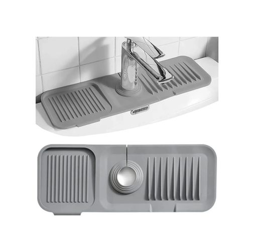 ideal standart 57855210125465980184975 Antrasit Elastik Musluk Matı Su Tutucu Düzenleyici Kaydırmaz Taban Organizer Mutfak Banyo Lavabo Açık Bej