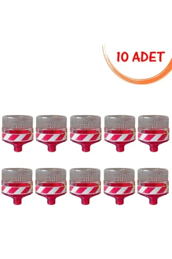 İlgi Trafik 11817 FL K-10 ADET Güneş Enerjili Yol İkaz Lambası Solar Güneş Enerjili Ledli Flaşör Lamba Kırmızı Evelux 11817 Fl K (1