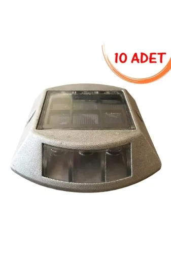 İlgi Trafik LT-1501-10 ADET-SARI Işıklı Metal Buton Güneş Enerjili Yol Butonu Solar Ledli Trafik Yol Butonu Sarı (10 Adet)