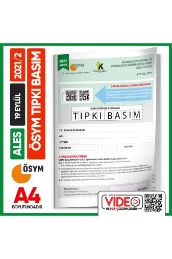 İnformal Yayınları ALES2021/2TIPKI4044 Ales 2021/2 Ösym Tıpkı Basım Çıkmış Soru Deneme Kitapçığı Dijital Çözümlü Türkiye Geneli