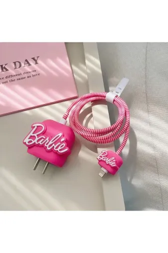 iPhone 18W/20W Uyumlu Barbie Şarj Kılıfı, Şarj Kablosu Örme Aparatı, Toparlayıcı