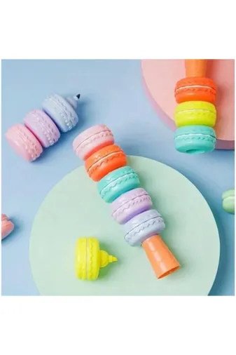ironishop Makaron Tasarımlı 6'lı Fosforlu Kalem Highlighter Işaretleyici