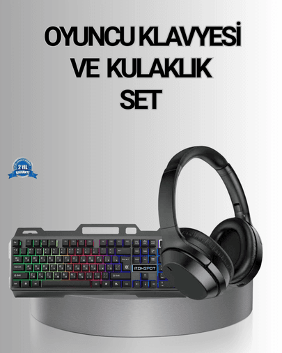 Işıklı Klavye Mouse Ve Bluetooth Kulaklık Seti Türkçe Q Usb