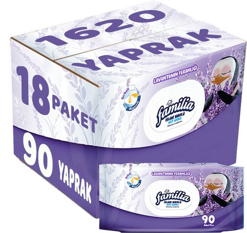 Islak Havlu Mendil Lavantanın Ferahlığı 90 Yaprak 18 Li Set 1620 Yaprak