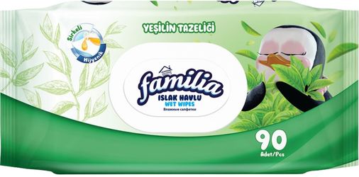 Islak Havlu Mendil Yeşilin Tazeliği 90 Yaprak Plastik Kapaklı Tekli Pk