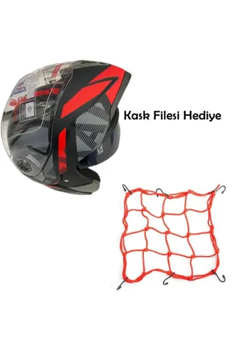 JK20 JK20GRYA1REDN1XL Çene Açılır Güneş Vizörlü Motosiklet Kaskı Kırmızı Xl Beden Baş Çevresi: 61-62Cm