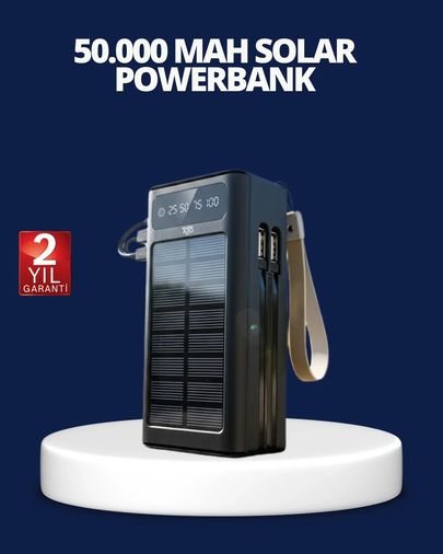 just cheap store 25DYMUCZZZ50000POWERBANK Güneş Panelli Powerbank Led Işıklı Taşınabilir Şarj Cihazı Antrasit Melanj