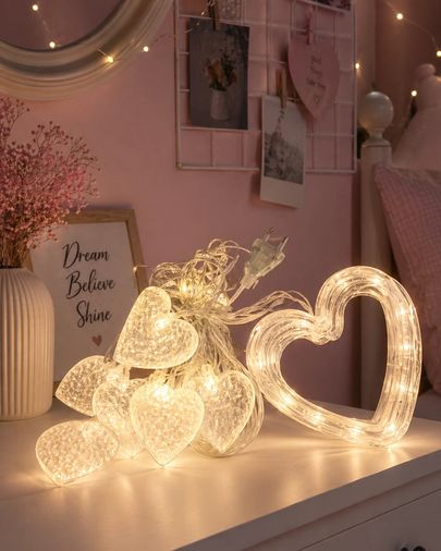 just cheap store 25DYMUCZZZKALPŞEKLİNDELED-2 Kalp Figürlü Led Neon Dekor Işığı Romantik Ortam Aydınlatması Açık Mavi