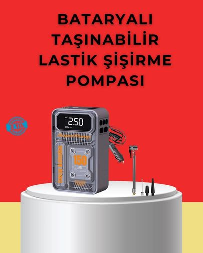 just cheap store 25DYMUCZZZMC6619ARAÇPOMPASI-3 Hızlı Şişirme Güçlü Motorlu 150 Psı Araba Lastik Pompası 1 Adet