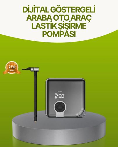 just cheap store 25DYMUCZZZZC001ARAÇPOMPASI Dijital Ekranlı Taşınabilir Akıllı Araç Hava Kompresörü 1 Adet