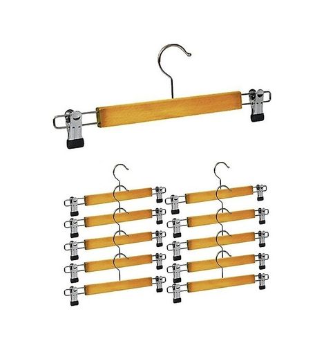 just cheap store 47419556210 10 Adet Ahşap Metal Uçlu Pantolon Ve Etek Askısı 4741 Altın - Krom