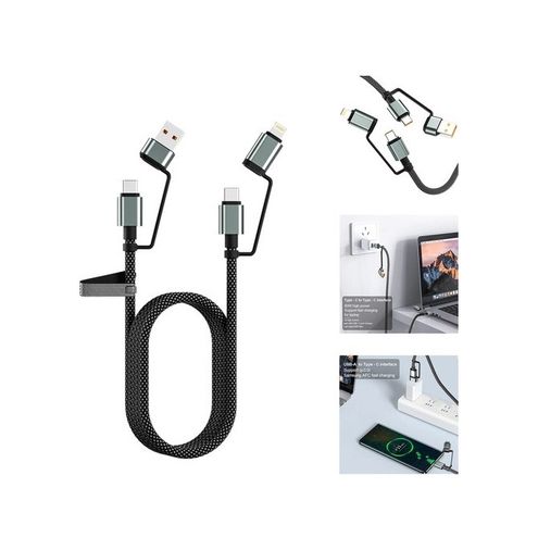 just cheap store 95MEkablo 4 Ü 1 Arada 100W Akıllı Tasarım Yüksek Dayanıklılık Çoklu Uyumlu Örgülü Hızlı Şarj Kablosu