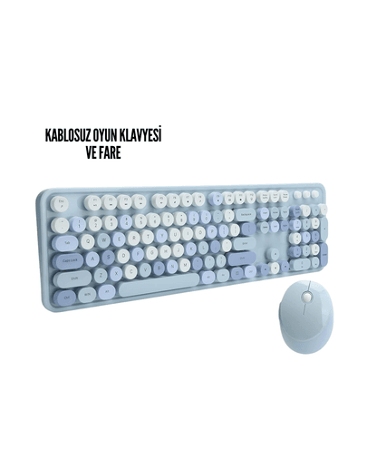 Kablosuz Klavye Mouse Seti mavi