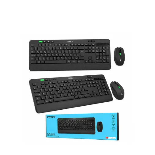 KABLOSUZ KLAVYE - MOUSE SETİ SİYAH USB - SESSİZ - SWİTCH Q KLAVYE KM-2620 (4745)